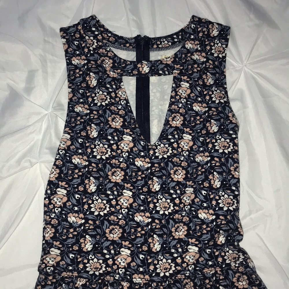Floral pink and dark blue romper